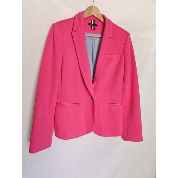 Tommy Hilfiger Blazer Jacket Textured One Button Bright Pink Lined 10 - Picture 3 of 12